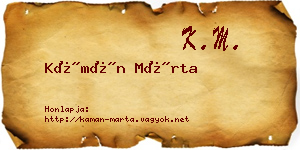 Kámán Márta névjegykártya